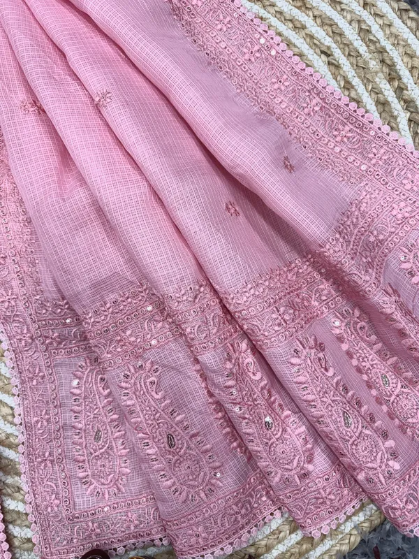 Pink_Checks_Embroidered_Designer_Saree