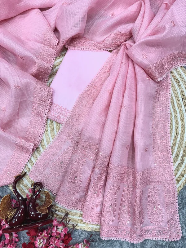 Pink_Checks_Embroidered_Designer_Saree