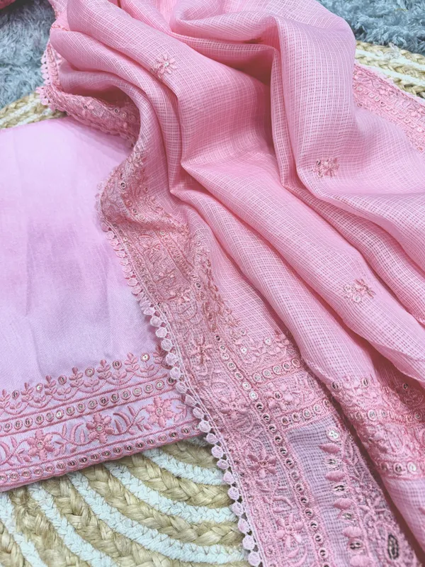 Pink_Checks_Embroidered_Designer_Saree