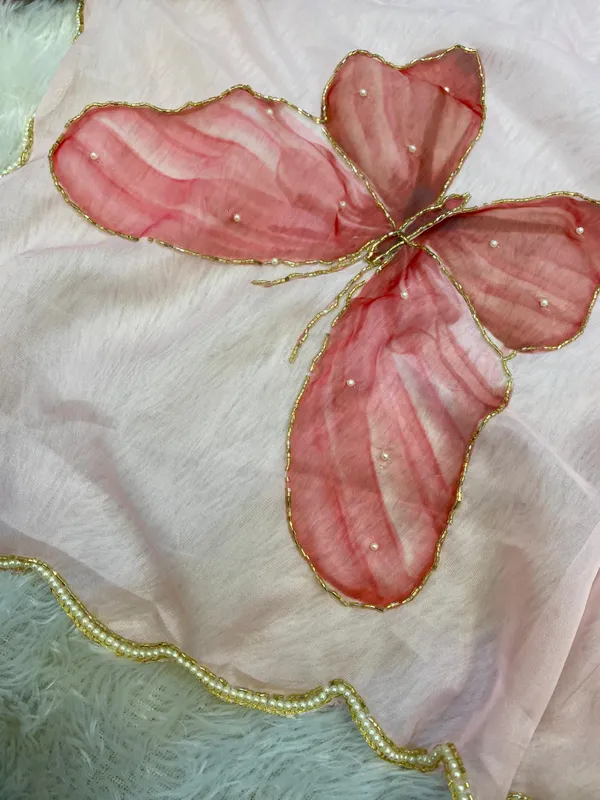 Cherry_Red_Butterfly_Handwork_Organza_Saree