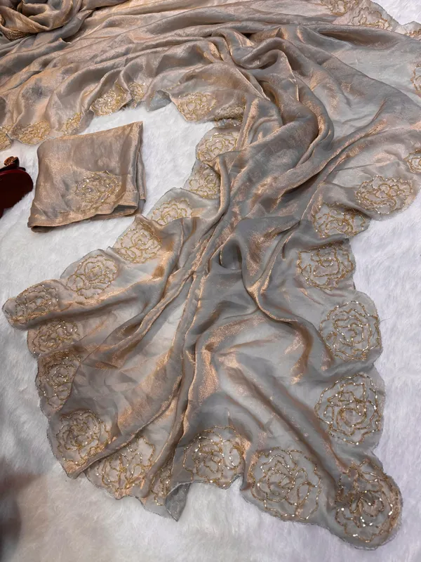 Grey_shaded_satin_Silk_Handwork_Saree