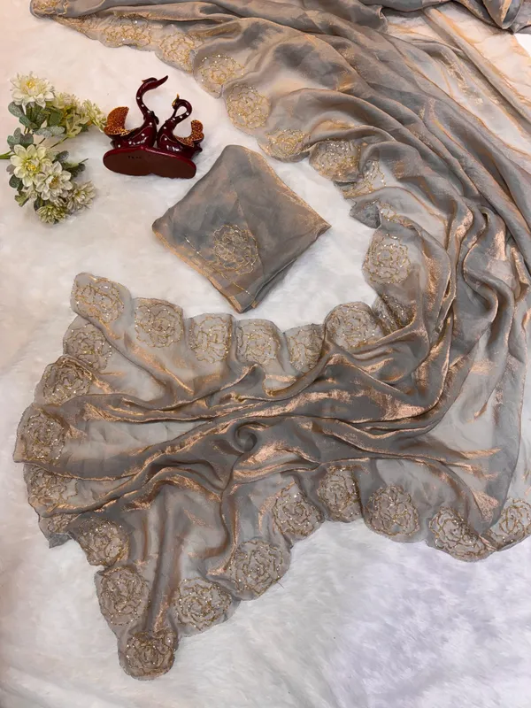 Grey_shaded_satin_Silk_Handwork_Saree