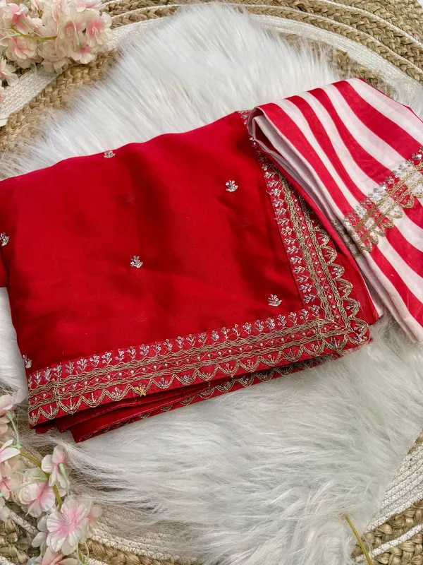 Red_Classic_Embroidered_Designer_Saree