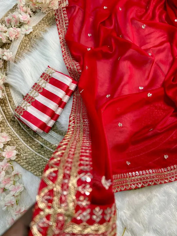 Red_Classic_Embroidered_Designer_Saree