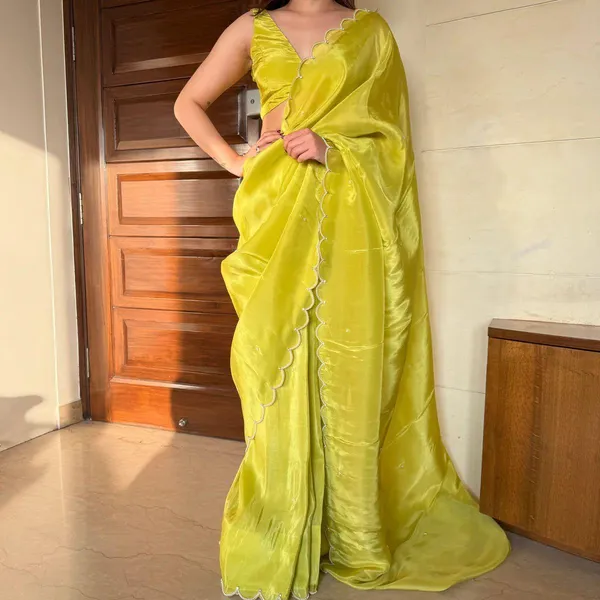Lime_Green_Soft_Tissue_Silk_Handwork_Saree