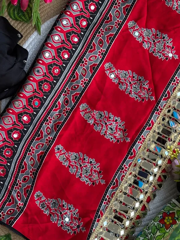Red_Ajarakh_Print_Mirror_Work_Saree
