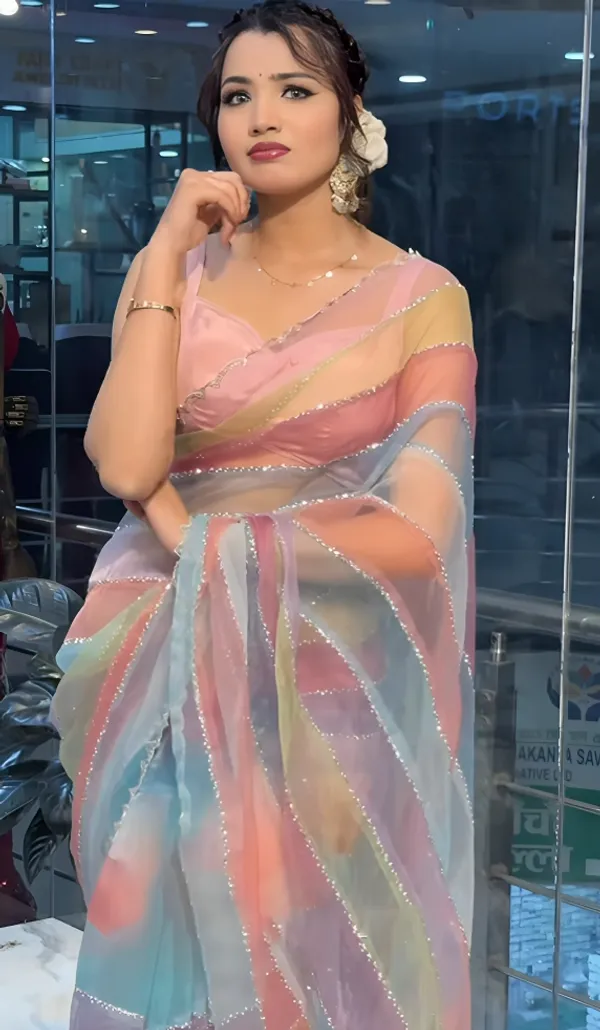 Multicolor_Soft_Organza_Silk_Designer_Saree