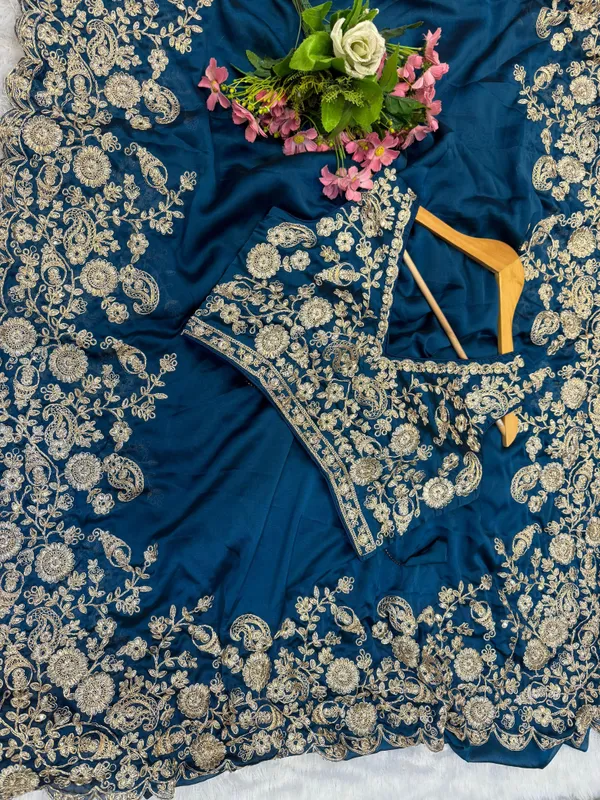 Blue_Classic_Embroidered_Designer_Saree