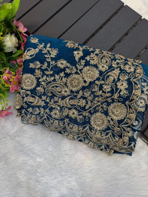 Blue_Classic_Embroidered_Designer_Saree