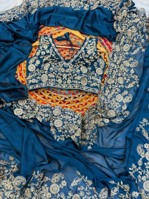 Blue_Classic_Embroidered_Designer_Saree