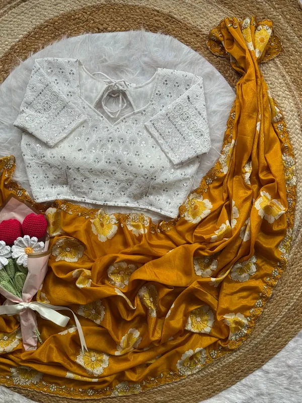 Mustard_Malai_Silk_Embroidered_Saree