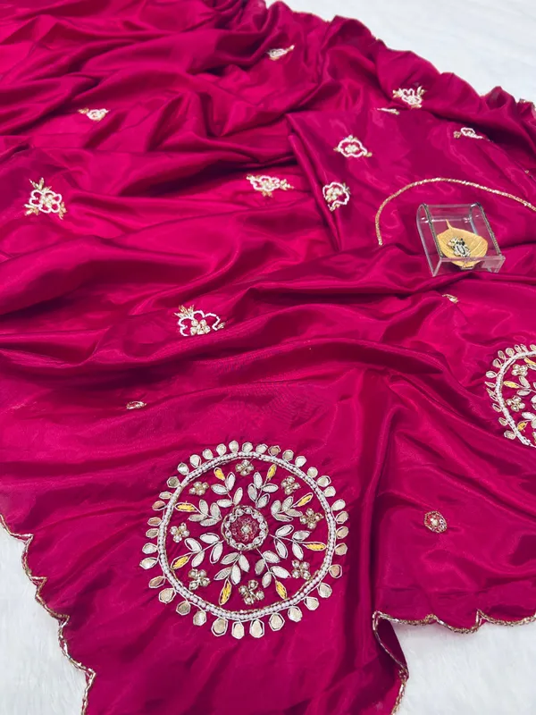 Rani_Satin_Silk_Handwork_Saree