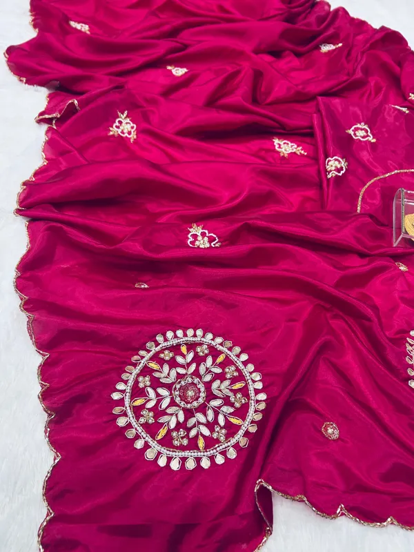 Rani_Satin_Silk_Handwork_Saree