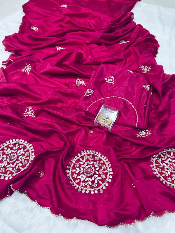 Rani_Satin_Silk_Handwork_Saree