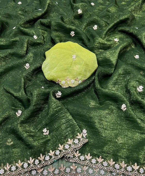 Dark_Green_Crush_Silk_Moti_Embroidered_Saree