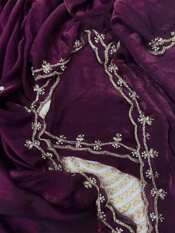Wine_Shaded_Satin_Silk_Handwork_Saree