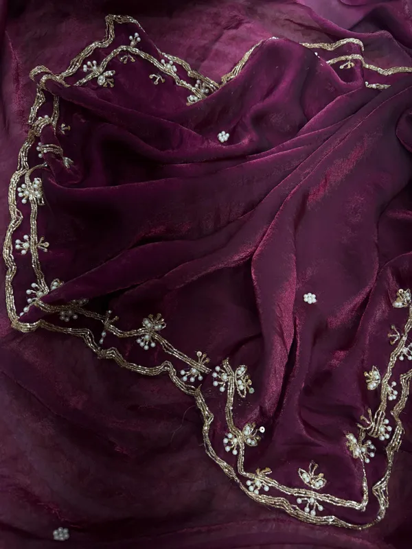 Wine_Shaded_Satin_Silk_Handwork_Saree