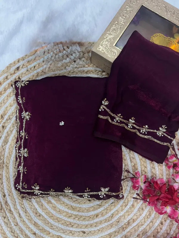 Wine_Shaded_Satin_Silk_Handwork_Saree