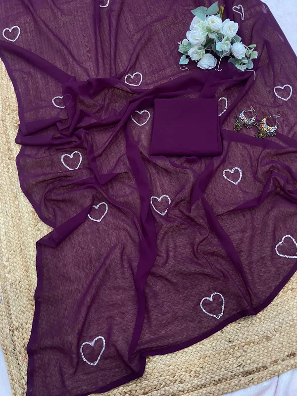 WINE_SOFT_GEORGETTE_EMBROIDERED_SAREE
