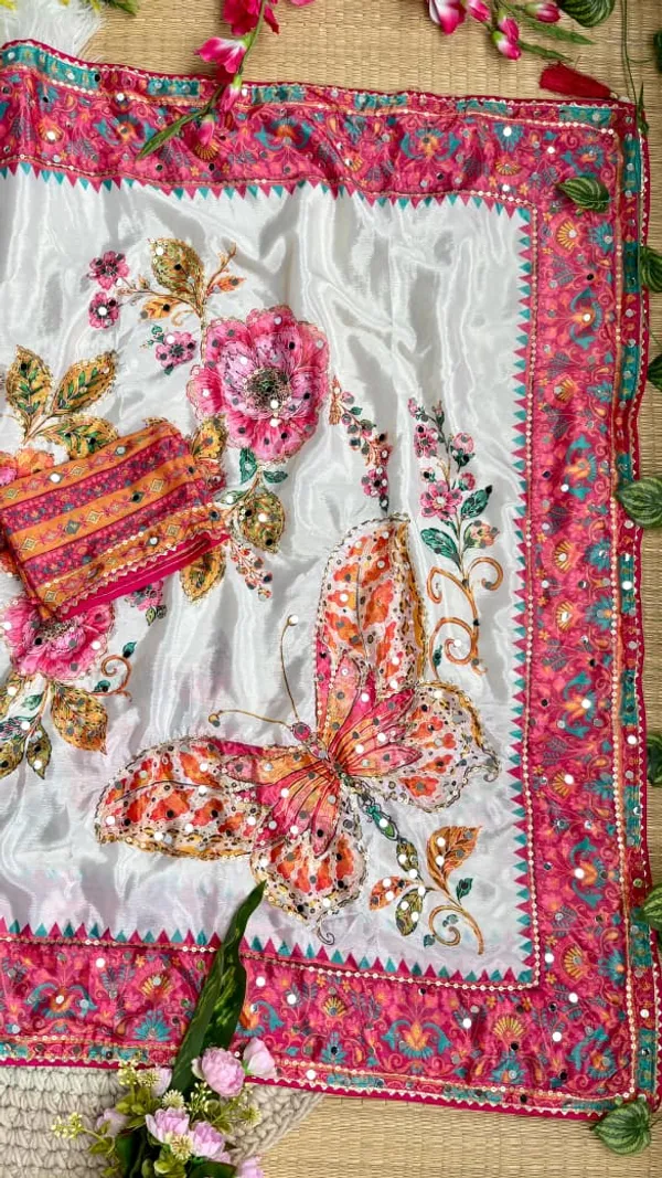 White_Chinon_Silk_Embroidered_Saree