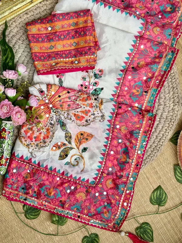 White_Chinon_Silk_Embroidered_Saree