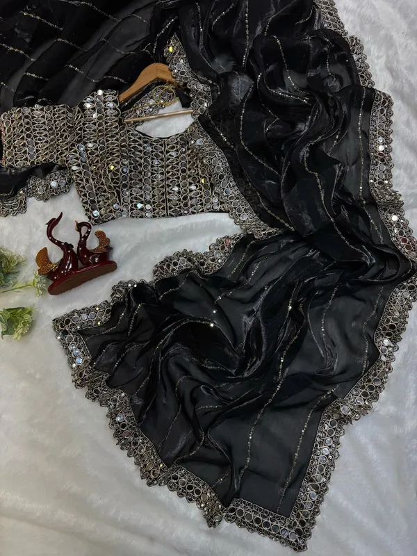 Black_Satin_Silk_Mirror_Embroidered_Saree