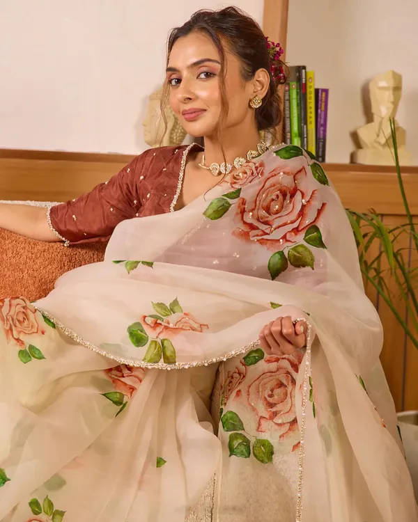 Chocolate_Organza_Motiwork_Embroidered_Saree