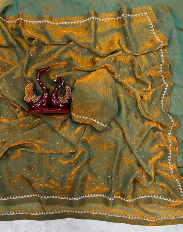 Mehendi_Soft_Silk_Handwork_Designer_Saree