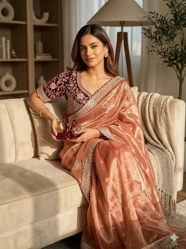 Peach_Space_Satin_Silk_Embroidered_Saree