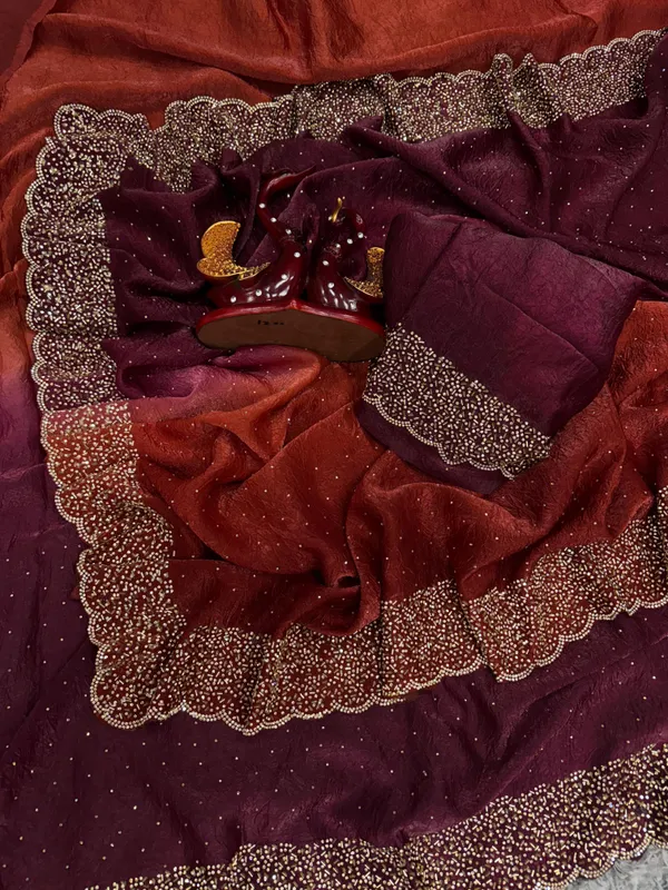 Orange_and_Wine_Shaded_Handwork_Designer_Saree