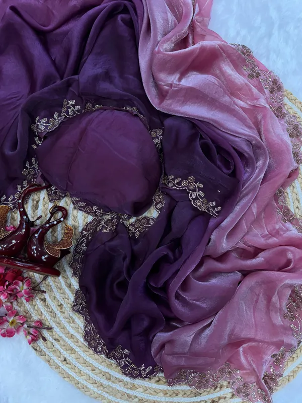 Purple_and_Pink_Shaded_Soft_Silk_Handwork_Designer_Saree