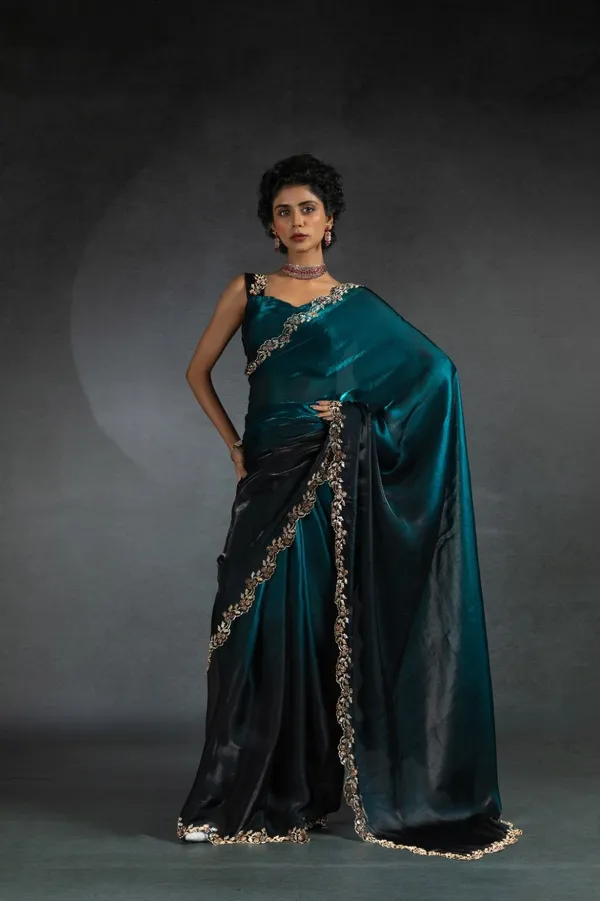 Rama_Shaded_Soft_Silk_Handwork_Designer_Saree