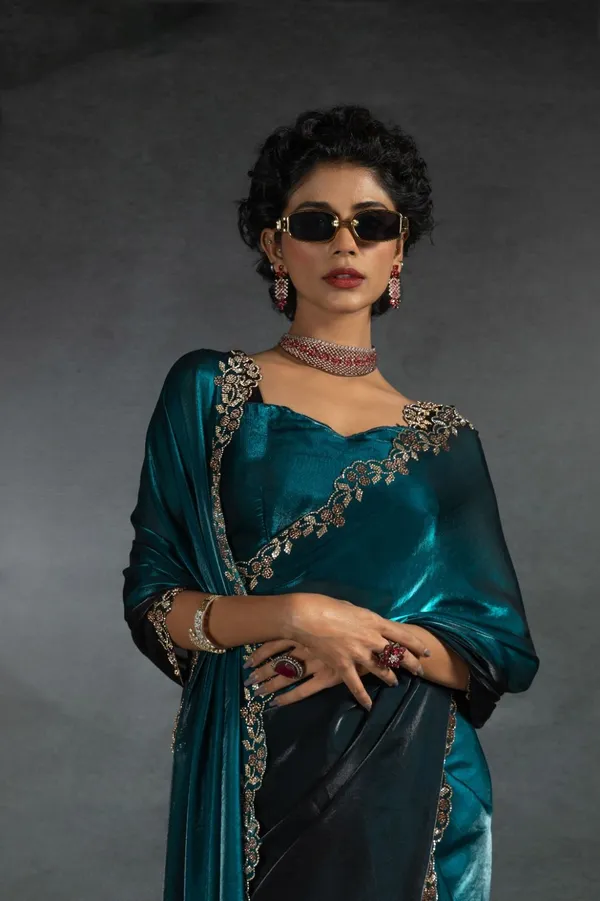 Rama_Shaded_Soft_Silk_Handwork_Designer_Saree
