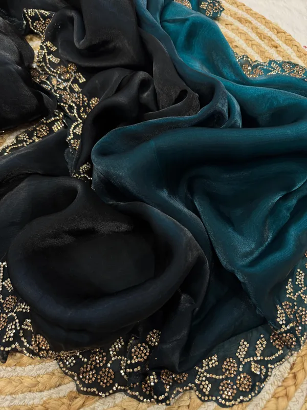 Rama_Shaded_Soft_Silk_Handwork_Designer_Saree