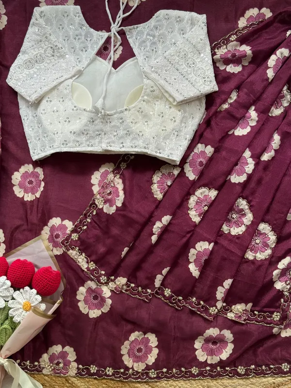 Wine_Malai_Silk_Embroidered_Saree
