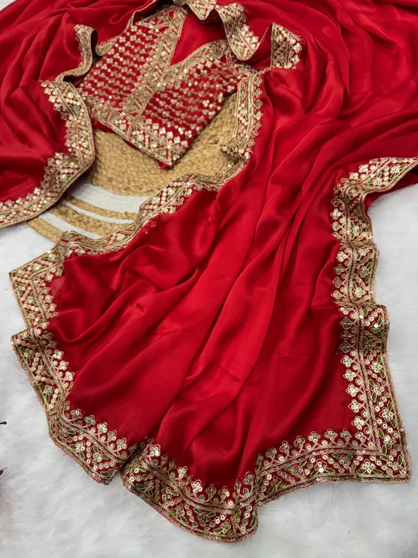 Cherry_Red_Space_Silk_With_Embroidered_Saree