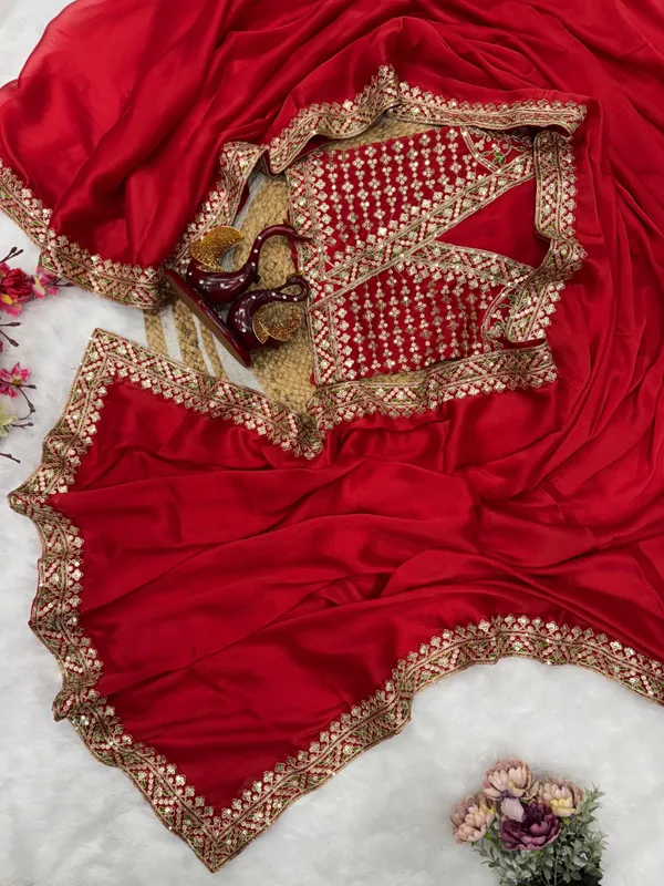 Cherry_Red_Space_Silk_With_Embroidered_Saree