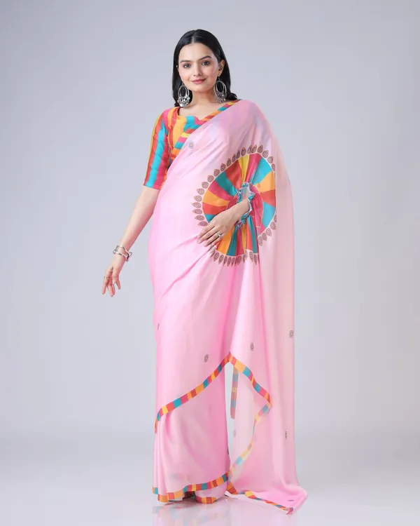 Pink_Trendy_Free-Hand_Mandalaa_Print_Saree