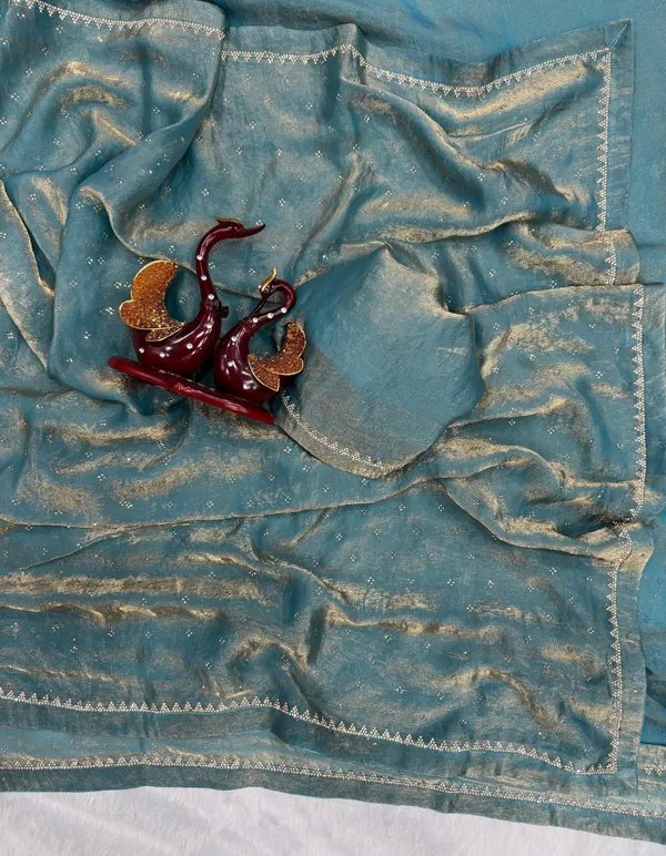 Blue_Soft_Silk_Handwork_Designer_Saree