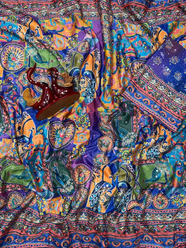 Blue_Ajarakh_Print_Mirror_Work_Saree