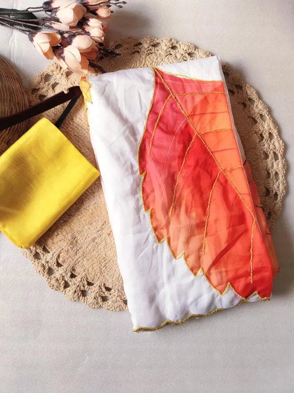 White_Leaf_Handwork_Designer_Saree