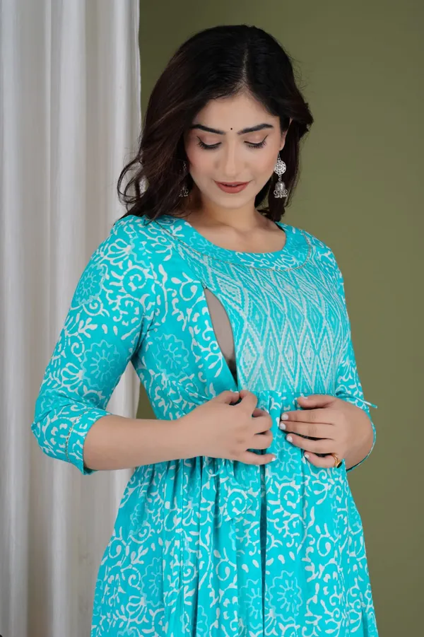 Black_blue_zikzaking__Cotton_Printed_Maternity_And_Feeding_Kurti__Combo_Of_2