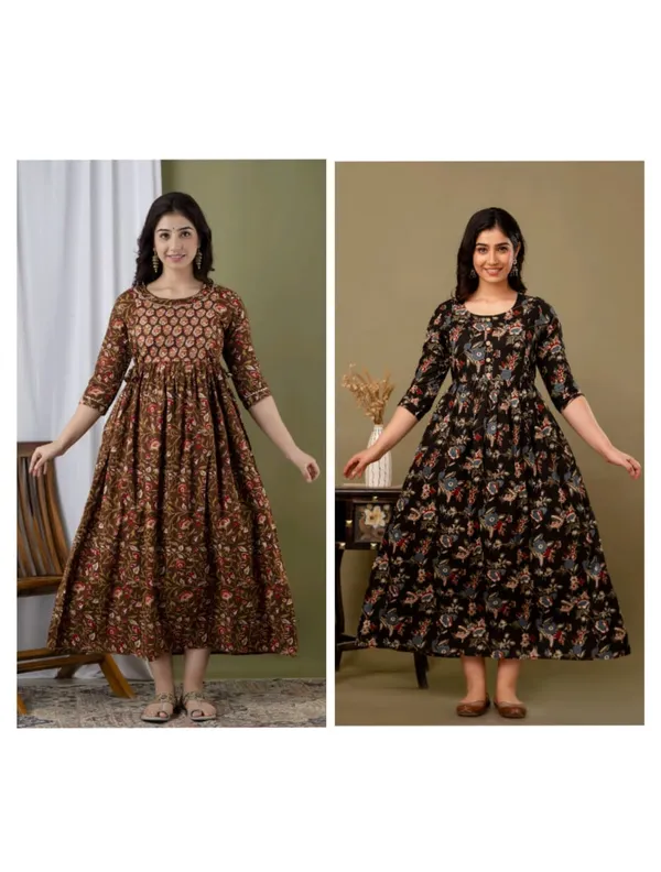 Black_fly_brown_Cotton_Printed_Maternity_And_Feeding_Kurti_Combo_Of_2