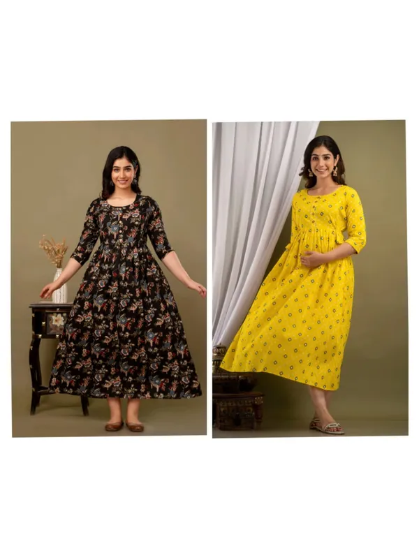 Black_fly_dote_Cotton_Printed_Maternity_And_Feeding_Kurti__Combo_Of_2
