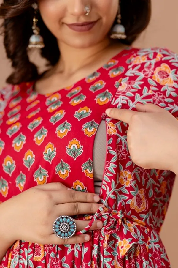 Black_red_floral_Cotton_Printed_Maternity_And_Feeding_Kurti_Combo_Of_2