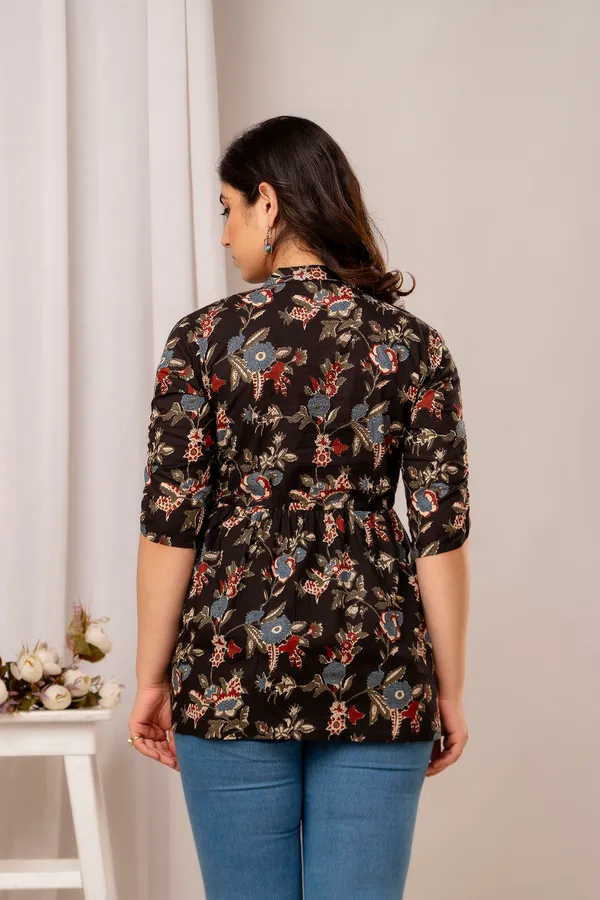 Black_red_patti_Cotton_Printed_Short_Top