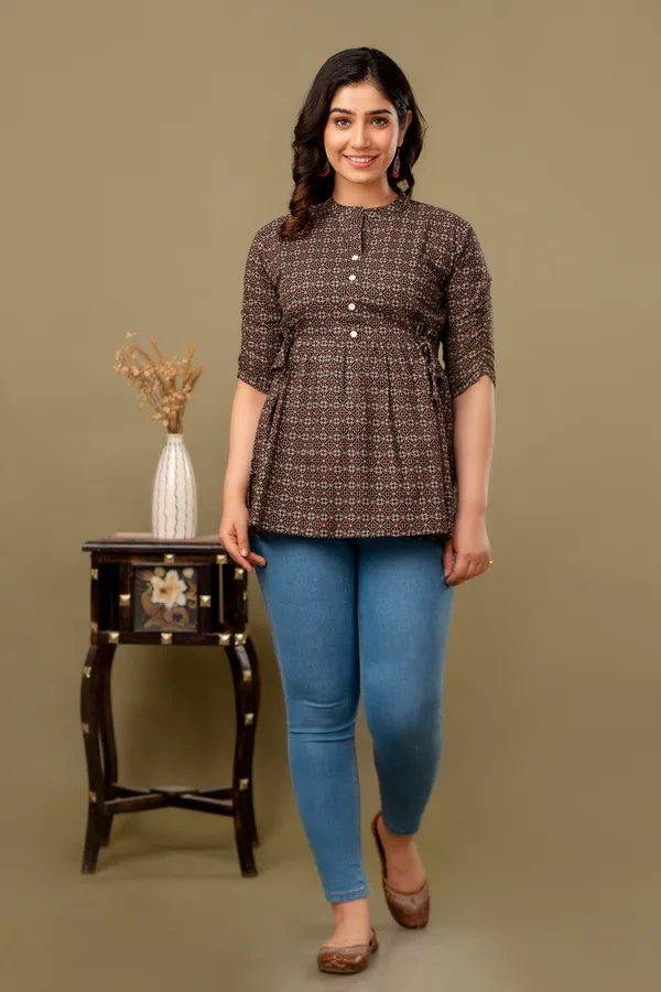 Black_white_dot__Cotton_Printed_Short_Top