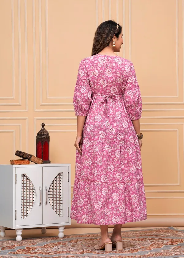 Black_white_flower_Cotton_Printed_Maternity_And_Feeding_Kurti__Combo_Of_2