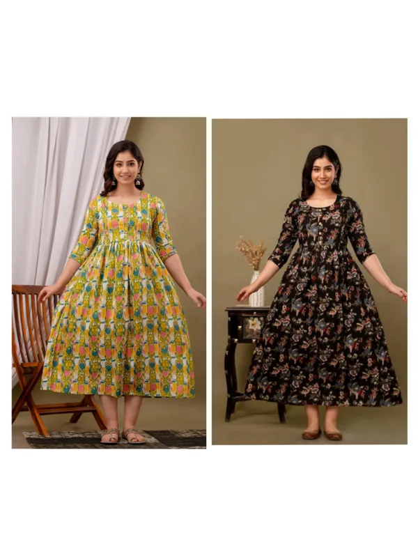 Black_yellow_check_Cotton_Printed_Maternity_And_Feeding_Kurti__Combo_Of_2
