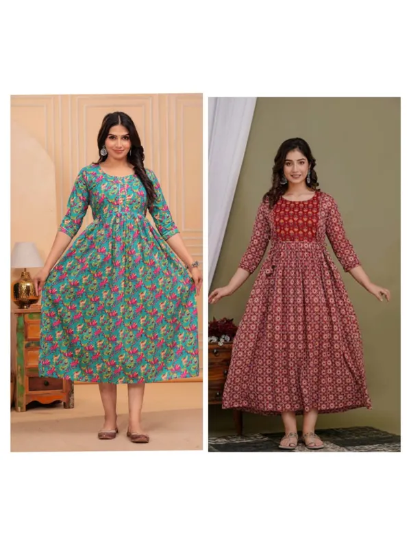 Block_rom_cotton_maternity_and_feeding_kurti_Combo_Of_2
